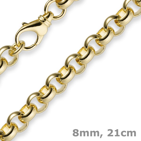 8Mm Armband Armkette Erbskette Aus 750 Gold Gelbgold, 21Cm, Unisex, Goldarmband-image