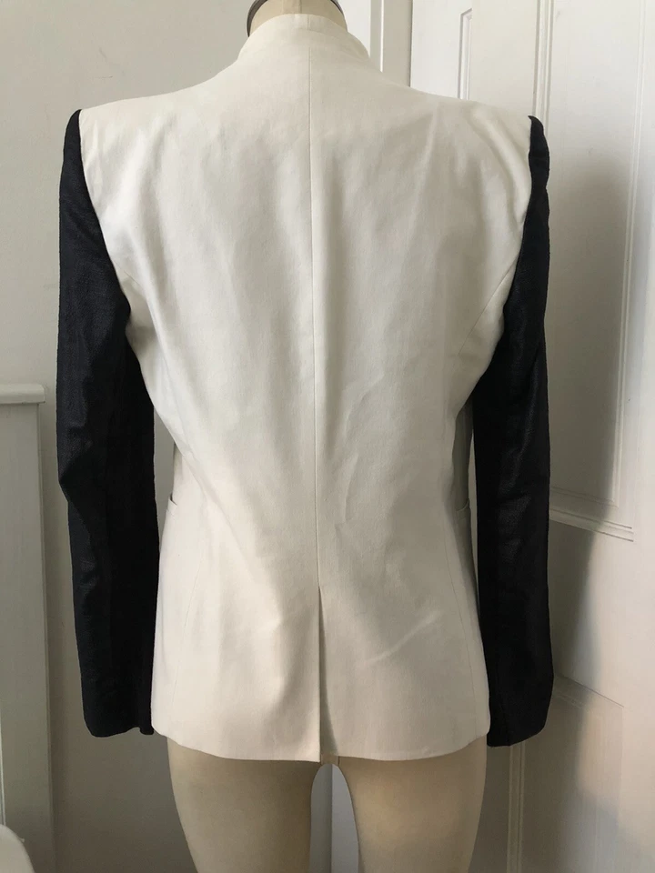 Blazer HELMUT LANG Mezcla de Lino Negro Blanco Talla 8 Foto 3 de 4