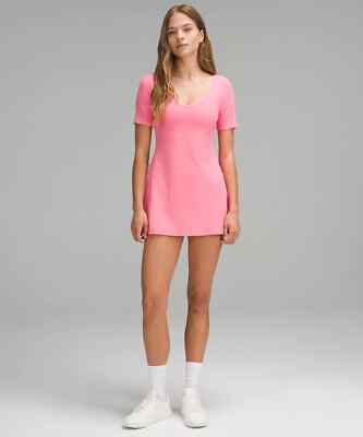 Lululemon Align Kurzarm Slim Fit atmungsaktiv Sakura Pink Kleid - UK 10 US 6