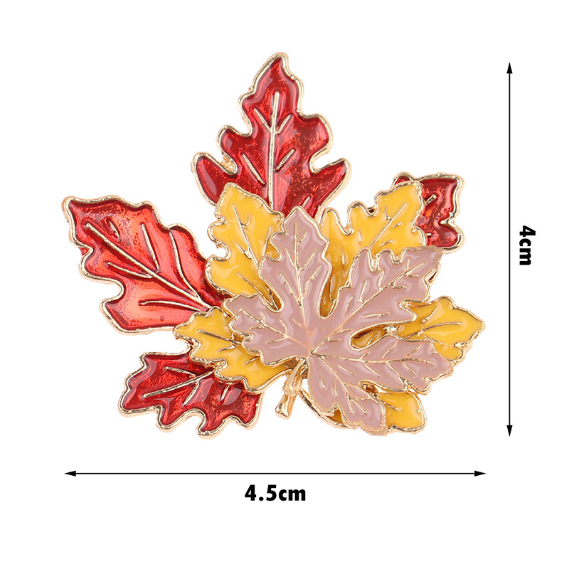 Vintage Brooch Maple Leaf Brooches For Women Alloy Enamel Lapel Brooch