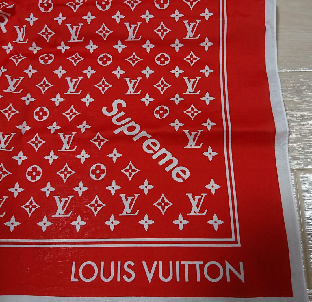 supreme monogram scarf red