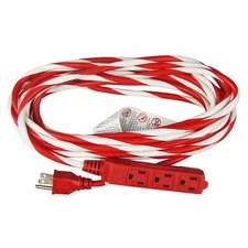 HYPER TOUGH 3-Grounded Outlets 9-Foot Candy Cane Striped Extension Cord 16-Gauge