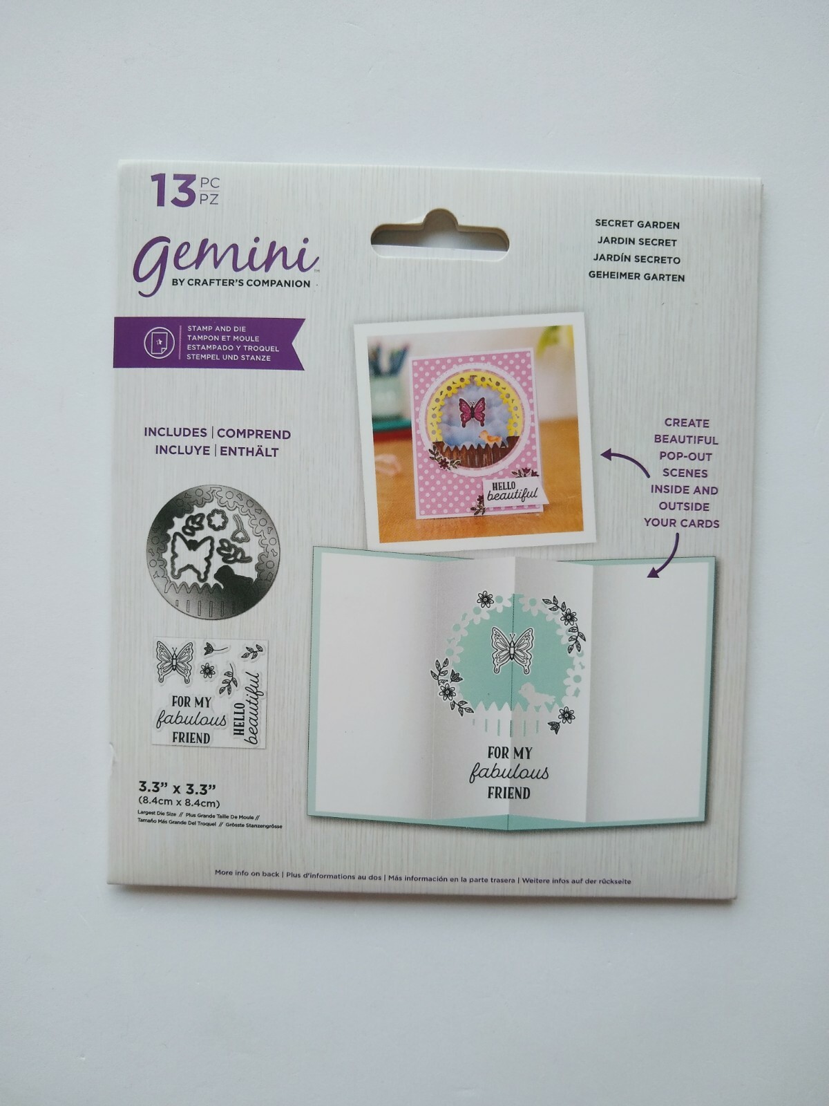 Gemini Stamp & Die Set  Secret Garden  13 Pieces Crafter's Companion Cardmaking