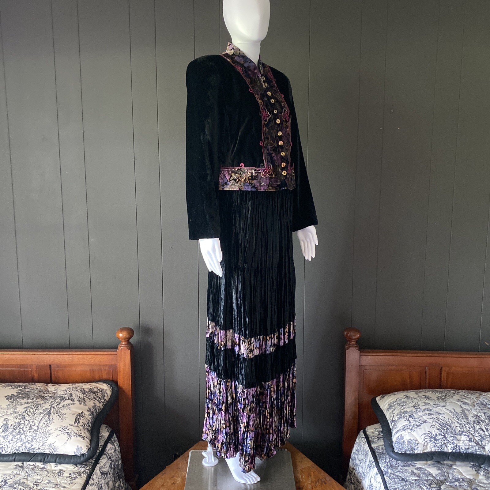 CRUSHED VELVET Jacket & Broomstick Skirt SZ Petite By Hairston Roberson ROPA image 5