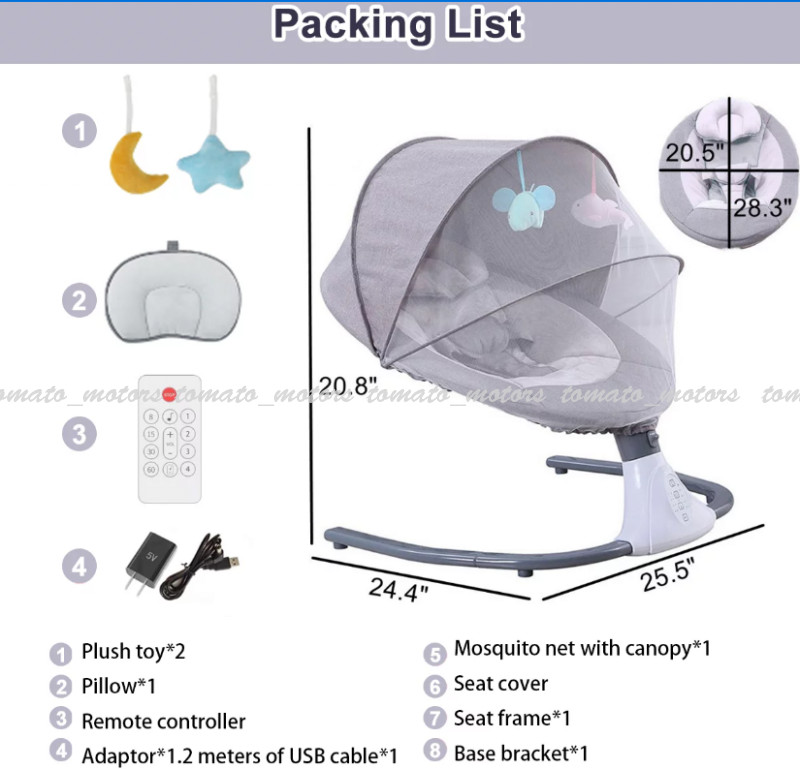 Infant Electric Baby Bouncer Swing + Bluetooth Music Cradle Rocker Chair Newborn