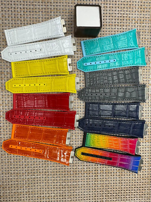 27mm Croco Leather Watch Band Strap Fits H-U-B-L-O-T Big Bang 411 Series 45mm