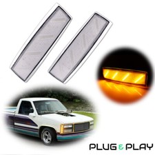 Clear Front Side Marker Lights For 88-93 Gmc C1500 C2500 C3500 K1500 K2500 K3500