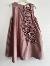 Pink silky feeling H&M dress with self fabric flowers stitched on. Age 8-9
