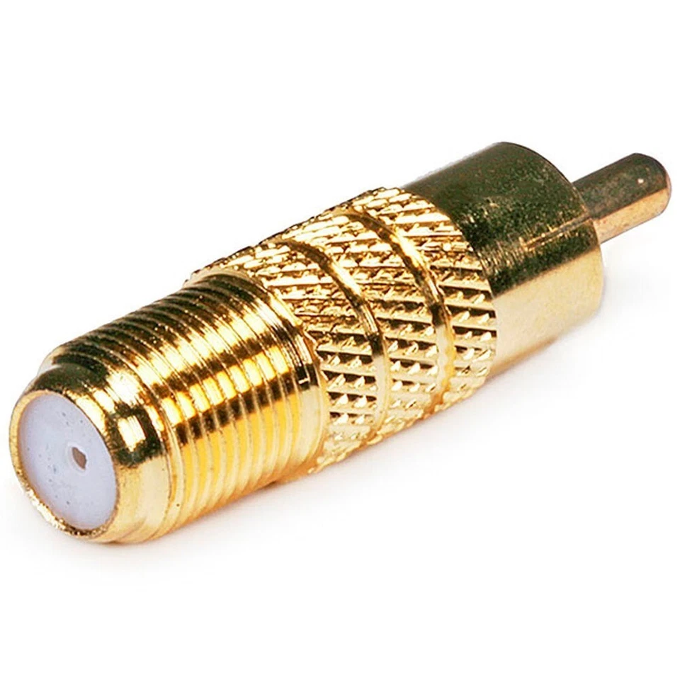 4x RCA Male to F Type Female Coax Coaxial Cable Adapter Connector Converter Gold - Image 2 of 2