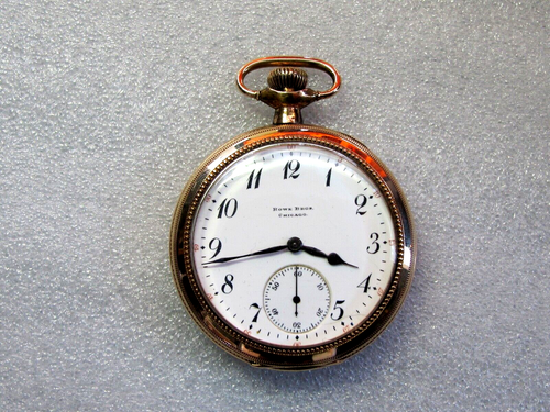 ILLINOIS SANGAMO MAINLINER RAILROAD POCKET WATCH 21J. 8 ADJ. 14K. GOLD F CASE.