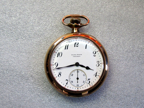 ILLINOIS SANGAMO MAINLINER RAILROAD POCKET WATCH 21J. 8 ADJ. 14K. GOLD F CASE. - Picture 1 of 12