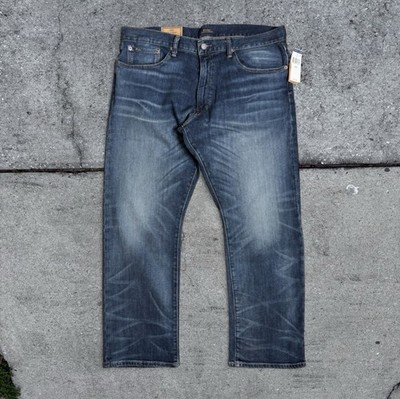 Polo Ralph Lauren Classic Fit Jeans Men s 36/30 Blue Faded Whiskering Stretch