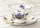 Hammersley Bone China Gold Rimmed Violets Cup & Saucer