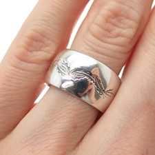 925 Sterling Silver Vintage Southwestern Oxidized Tribal Band Ring Size 7