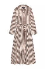 ZARA NEW WOMAN MIDI ZW COLL POPLIN SHIRT DRESS STRIPED SIZE L 8622/654