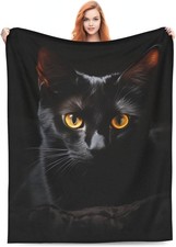 Cute Black Cat Blanket Gifts for Cat Lovers Grils Women Animal Kitten Flannel...
