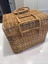 Vintage Wicker Rattan Basket with Handles - Large Decor