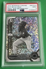 2022 BOWMAN CHROME ELLY DE LA CRUZ  B/W Mini Diamond Refractor Rookie PSA 9 Reds