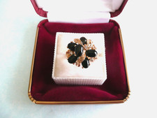 GOLD FILLED BLACK  6 ONYX STONE COCKTAIL FASHIONABLE  RING 8.5