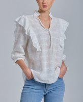 Gant Damen Bluse Weiß Broderie Anglaise Lochstickerei Kurzarm Gr. 42 Damen 43112