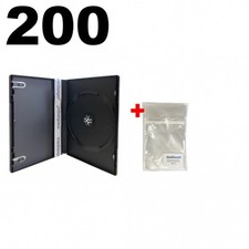 200 STANDARD Black Single DVD Cases 14MM 100 OPP Plastic Wrap Bag