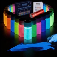 Glow in The Dark Powder 12 Colors Epoxy 0.7 Ounce Pack of 12 , 12 colors