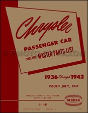 Chrysler Parts Book 1936 1937 1938 1939 1940 1941 1942 Master Catalog