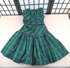 Luella Bartly for Target Plaid Strapless Bubble Dress Sz 13 Green Holiday Party
