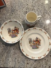 Vintage Royal Doulton Child Bunnykins 3 Piece Set Original Box England PERFECT