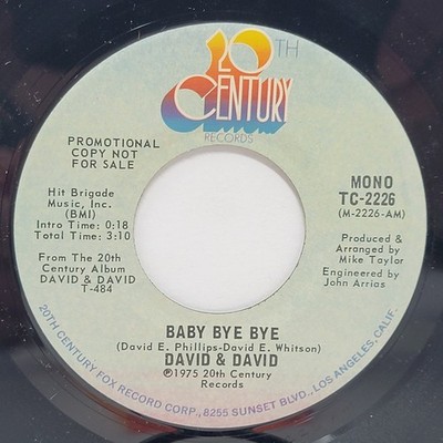 David & David Baby Bye Bye 7'' 45rpm M- Vinyl 70's Record 45