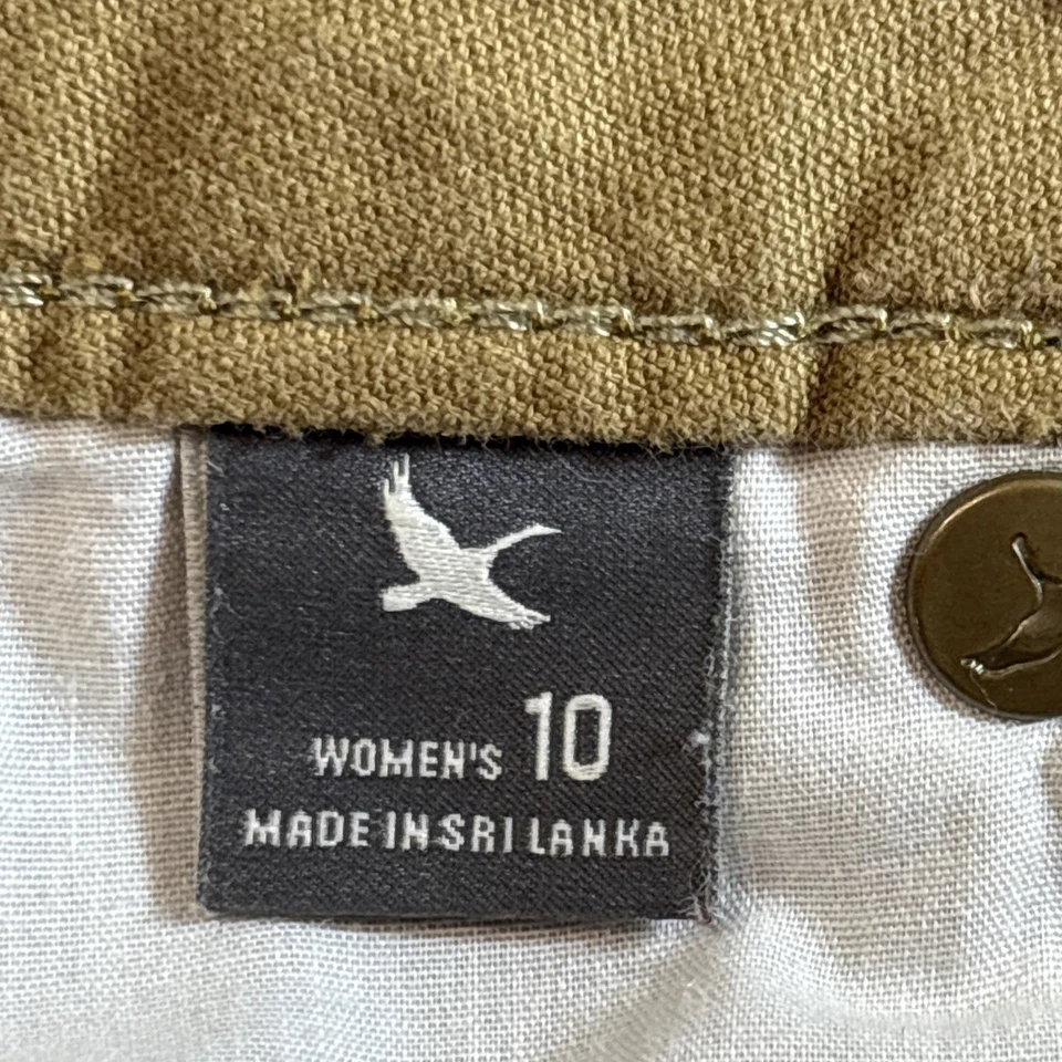 Pantalones de mujer Eddie Bauer 10 beige novio ajustados pana botón logotipo spandex Foto 4 de 4