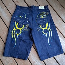 Vintage Raw Blue Size 38 Y2k Baggy Denim Jean Shorts Men