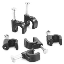 HS 7mm Ethernet Cat6 Cable Clips Clamps RG6 with Steel Nail 200 7MM, Black