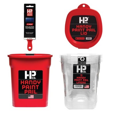 Handy Paint Pail Kit, 32 fl oz Paint Holder with 6 Disposable Liners, Snap-On...