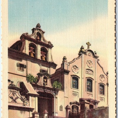 c1940s Rio de Janeiro, Brazil St Anthony's Convent Baroque Facade Bells A358