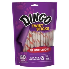 Twist Sticks 50 Count, Premium Rawhide Treats For Dogs Made with Real Chicken...
