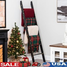 Blanket Ladder Rack 6 Tier Wall Leaning Storage Blankets Towels Easy Assembly US