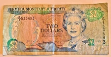 Bermuda 2 Dollars 2000 Well Circulated World Banknote Queen Elizabeth II