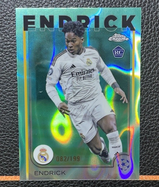 Endrick 2024-25 Topps Chrome UCC Aqua Lava Refractor 082/199 RC #100