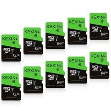 64GB Micro SD Card 10 Pack with SD Adapter microSDXC Memory Card UHS-I C10 U1...