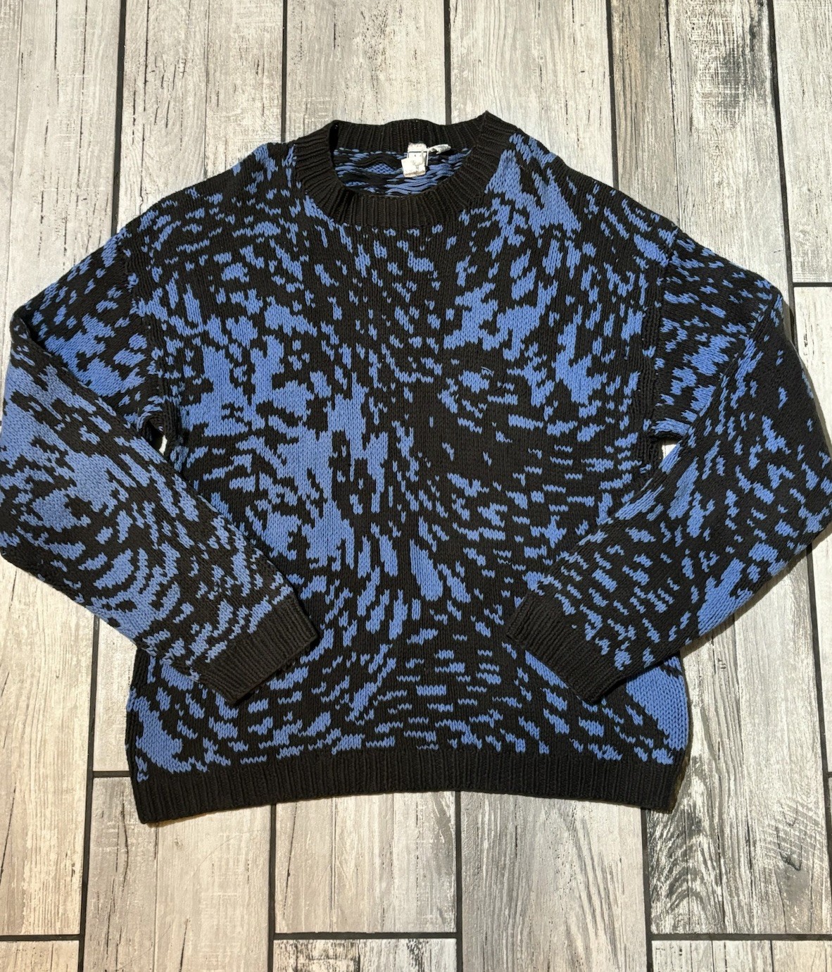 Maglione pullover grosso vintage anni 80 90 Yves Saint Laurent lavorato a mano con colletto