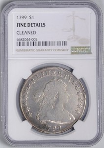 1799 US Bust Silver Dollar $1 NGC Fine Details Cleaned  *  #6682044-005