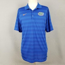 Florida Gators Shirt Mens Large Blue NCAA Football Nike Dri Fit Striped Polo