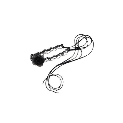 Schwarz Choker Kamelie Blume Schnürung Halskette Spitze Schnürung Schlüsselbein Kette Sexy Bl