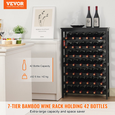 42 Bottle Modular Wine Rack, and Cellar (Black)