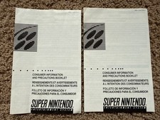 Two Super Nintendo precaution insert sns-usa/can