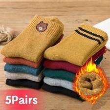 5 Pairs Warm Plush Kids Socks for Autumn Winter Thick Cozy Cotton for Ages 1  12