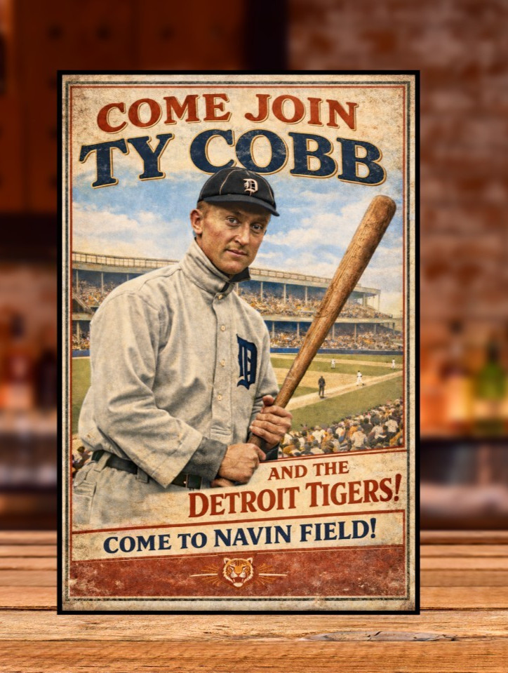 16"x24" Ty Cobb Detroit Tigers Navin Field Baseball Poster Print