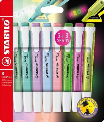 Stabilo Textmarker swing cool Etui 5+3 pastell/neon