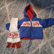 Vintage Windy Trail Jacket Size 18M Toddler Blue 90s Zip Up w/matching Scarf